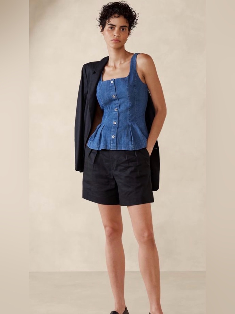 **NWT** Banana Republic Peplum Denim Bustier Top